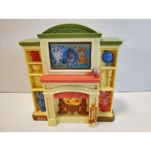 Fisher Price Loving Family Dollhouse Furniture LIVING ROOM Fireplace Flip TV